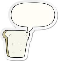 cartoon slice of bread and speech bubble sticker vector