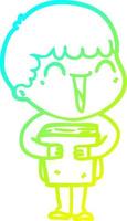 cold gradient line drawing cartoon happy man vector