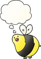 cartoon bee and thought bubble in smooth gradient style vector