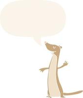 cartoon weasel and speech bubble in retro style vector