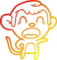 warm gradient line drawing shouting cartoon monkey vector