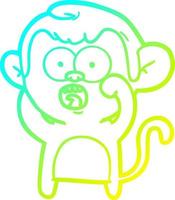 cold gradient line drawing cartoon shocked monkey vector