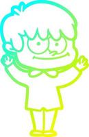 cold gradient line drawing happy cartoon man vector