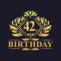 42 years Birthday Logo, Luxury Golden 42nd Birthday Celebration. vector