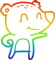 dibujo de línea de gradiente de arco iris dibujos animados de oso amigable vector