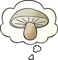 cartoon mushroom and thought bubble in smooth gradient style vector