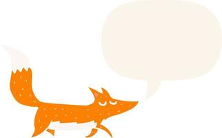 cartoon wolf and speech bubble in retro style vector