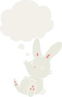 cartoon rabbit sleeping and thought bubble in retro style vector