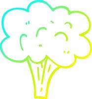 cold gradient line drawing cartoon broccoli stalk vector