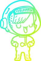 cold gradient line drawing cartoon astronaut woman vector