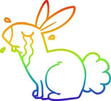 rainbow gradient line drawing cartoon bunny rabbit crying vector