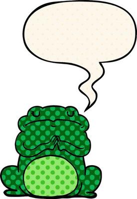 cartoon arrogant frog and speech bubble in comic book style