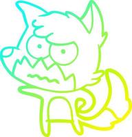 cold gradient line drawing cartoon annoyed fox vector