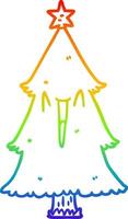 rainbow gradient line drawing christmas tree vector