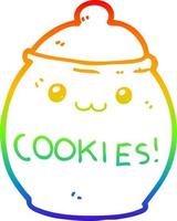 rainbow gradient line drawing cartoon cookie jar vector