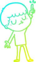 cold gradient line drawing cartoon grumpy boy vector