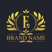 Vintage Luxury golden E letter logo design. vector