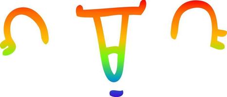 dibujo de línea de gradiente de arco iris cara de dibujos animados feliz vector