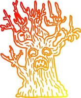 warm gradient line drawing cartoon spooky tree vector