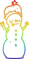 rainbow gradient line drawing cartoon christmas snowman vector