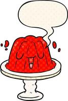 cartoon jelly on plate wobbling and speech bubble in comic book style vector