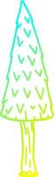 cold gradient line drawing cartoon christmas tree vector