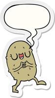 cartoon happy potato and speech bubble sticker vector