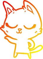 warm gradient line drawing calm cartoon cat vector