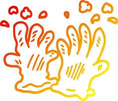 warm gradient line drawing cartoon garden gloves vector