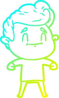 cold gradient line drawing happy cartoon man