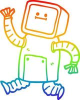 rainbow gradient line drawing cartoon robot running vector