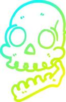 cold gradient line drawing cartoon skull vector