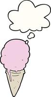 cartoon ice cream and thought bubble vector