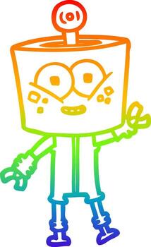 rainbow gradient line drawing happy cartoon robot vector