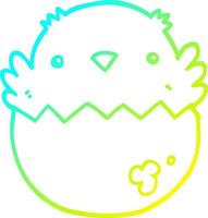 cold gradient line drawing cartoon chick hatching from egg vector