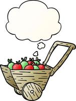 cartoon apple cart and thought bubble in smooth gradient style vector