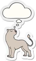 cartoon lioness and thought bubble as a printed sticker vector