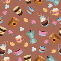 Colorful Coffee Beverage Seamless Background vector