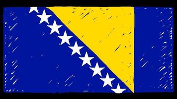 marcador de bandeira nacional do país da bósnia e herzegovina ou vídeo de animação em loop de desenho a lápis video