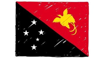 Papua Nya Guineas nationella flaggmarkör eller blyertsskiss looping animationsvideo video