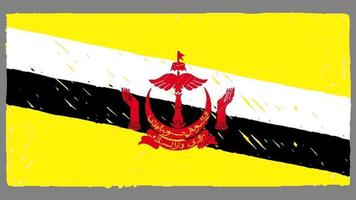 brunei marcador de bandera nacional del país o video de animación en bucle de dibujo a lápiz