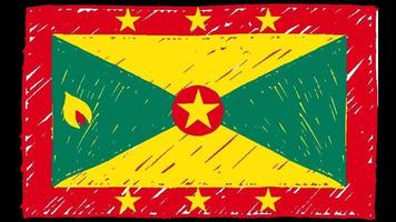 Grenada National Country Flag Marker or Pencil Sketch Looping Animation Video