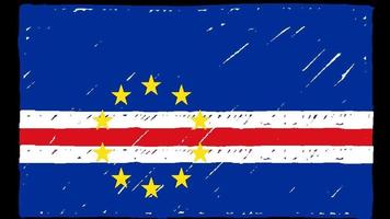 marcador de la bandera del país nacional de cabo verde o video de animación en bucle de dibujo a lápiz