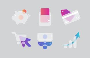 Glassmorphism Fintech Icon Collection vector