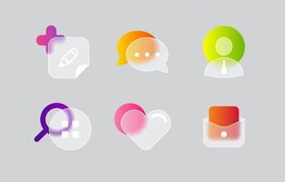 Glassmorphism Social Media Icon Collection vector