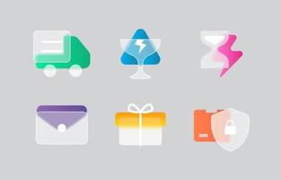Glassmorphism Delivery Icon Collection vector