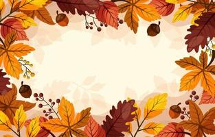 Autumn Fall Floral Red Yellow Leaves and Acorn Background vector