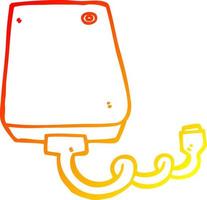 warm gradient line drawing cartoon hard drive vector