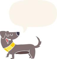 cartoon dog and speech bubble in retro style vector