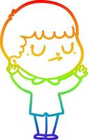 rainbow gradient line drawing cartoon grumpy boy vector
